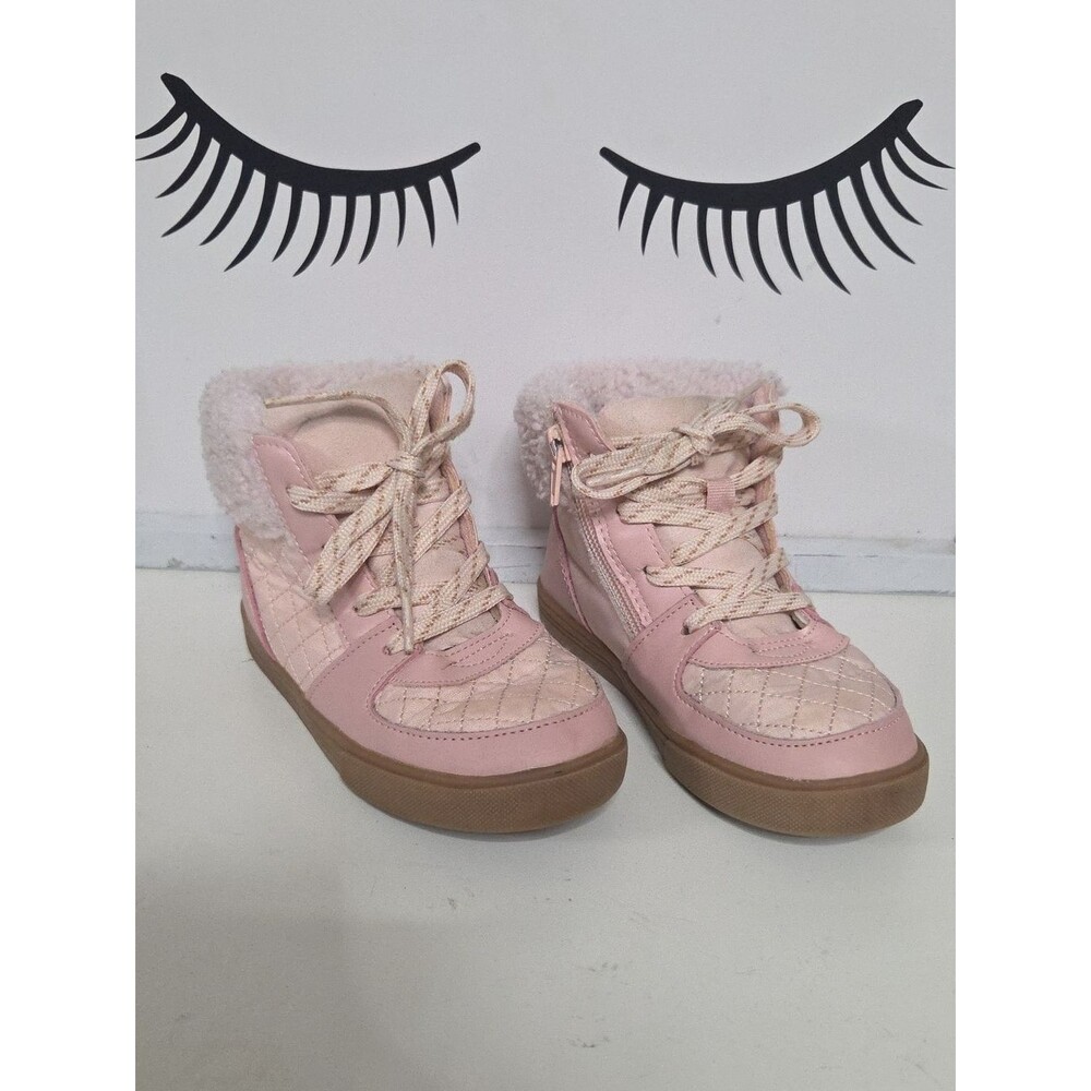 OshKosh B'gosh Pink Quilted Faux-Fur High-Top Kids Boots
